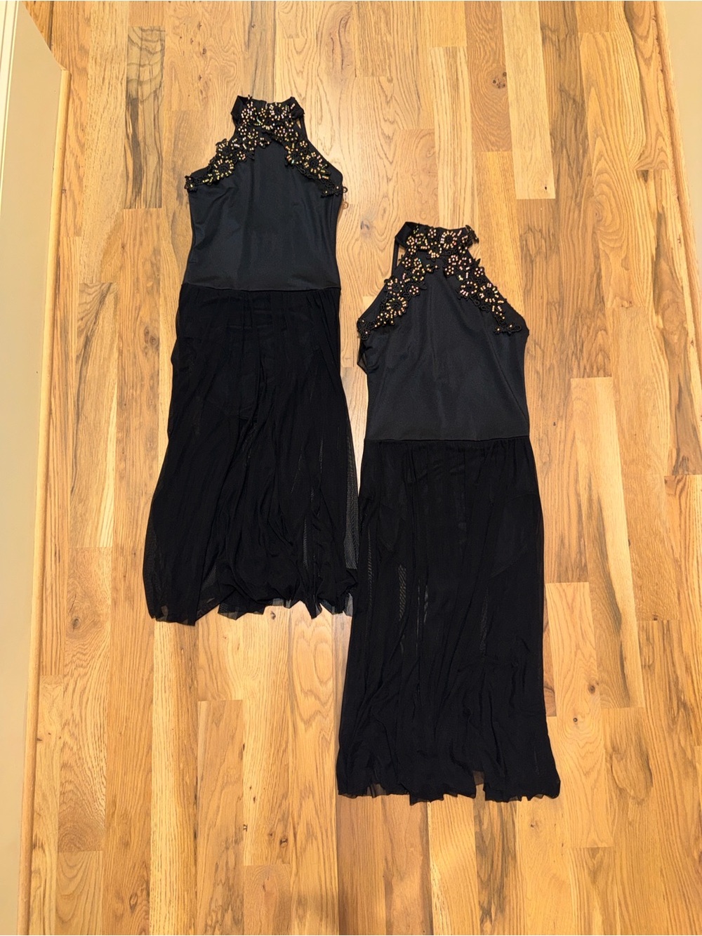 Custom Black Embellished Halter Maxi Dance Dress/Costume